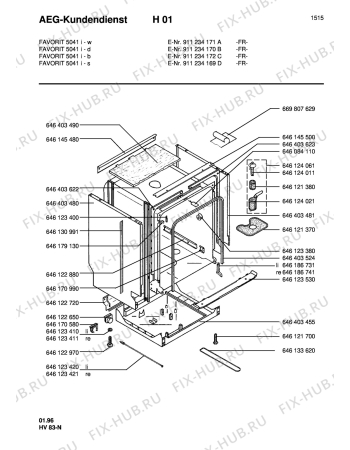 Взрыв-схема посудомоечной машины Aeg FAV5041I-S F - Схема узла Housing 001