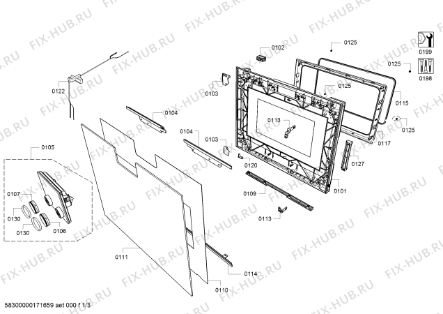 Схема №1 BM454130 с изображением Силовой модуль для духового шкафа Bosch 00752492