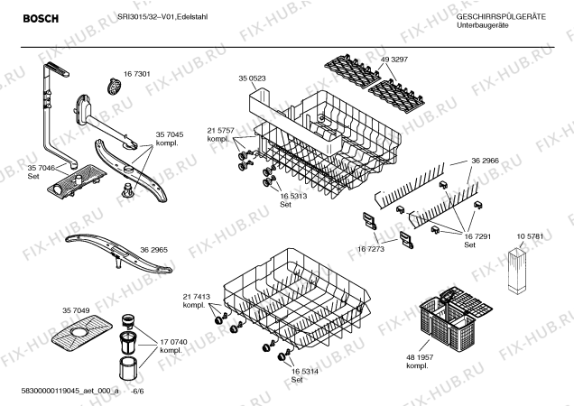 Схема №1 SRI3015 с изображением Инструкция по эксплуатации для посудомоечной машины Bosch 00696596