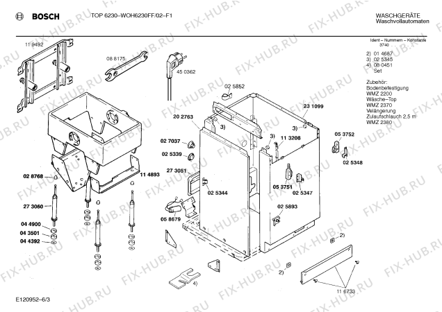 Взрыв-схема стиральной машины Bosch WOH6230FF TOP6230 - Схема узла 03