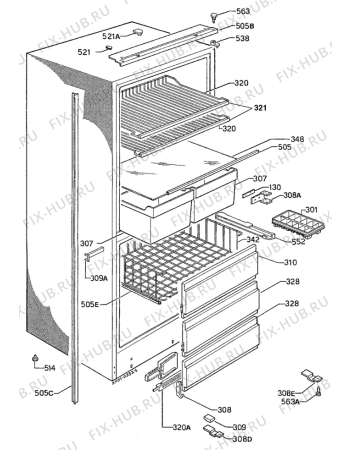 Взрыв-схема холодильника Unknown KX304-3 - Схема узла C10 Cabinet/Interior