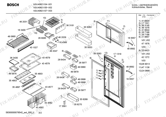 Взрыв-схема холодильника Bosch KSU40621 - Схема узла 02