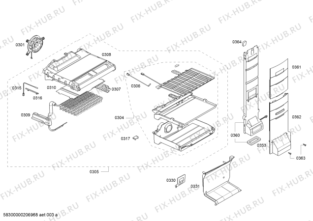 Схема №1 3KF6674XE Balay с изображением Дверь для холодильной камеры Bosch 00716256