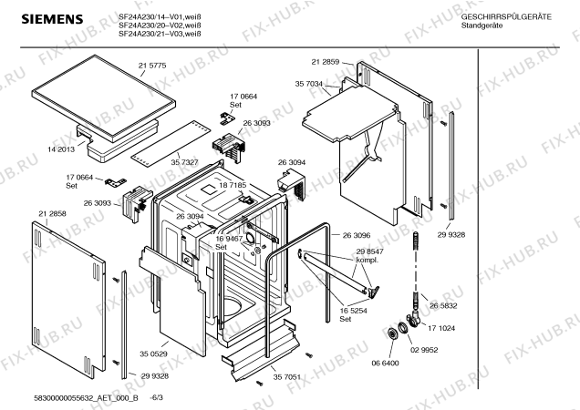 Взрыв-схема посудомоечной машины Siemens SF24A230 - Схема узла 03