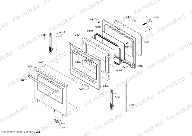 Схема №1 HES3063U с изображением Стеклокерамика для электропечи Bosch 00688120