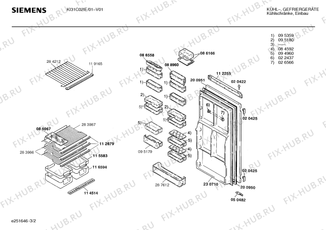 Взрыв-схема холодильника Siemens KI31C02IE - Схема узла 02