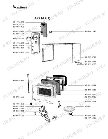 Взрыв-схема микроволновой печи Moulinex AY71AX(1) - Схема узла YP002300.2P2