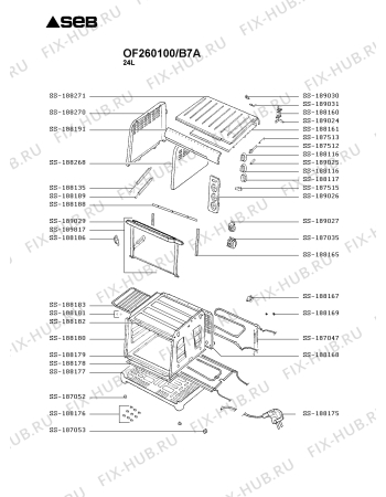 Схема №1 OF260100/B7 с изображением Панель для плиты (духовки) Seb SS-188178