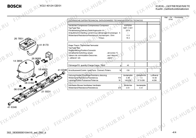 Схема №1 KGU40124GB с изображением Инструкция по эксплуатации для холодильника Bosch 00591652