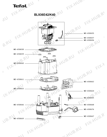 Взрыв-схема блендера (миксера) Tefal BL936E42/K40 - Схема узла ZP005554.7P2