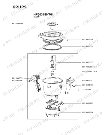 Взрыв-схема кухонного комбайна Krups HP503180/701 - Схема узла QP005298.2P3