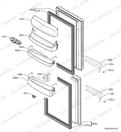 Взрыв-схема холодильника Aeg Electrolux S75340KG98 - Схема узла Door 003