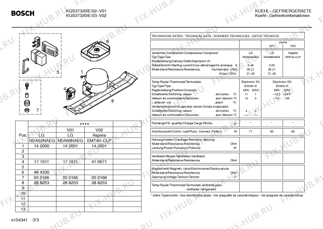 Взрыв-схема холодильника Bosch KGS37320IE - Схема узла 03