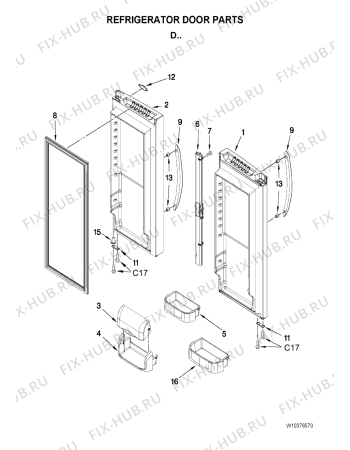 Схема №1 G37025PEAW с изображением Дверца для холодильной камеры Whirlpool 482000006808