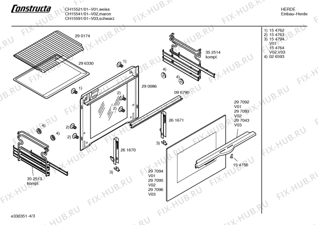 Взрыв-схема плиты (духовки) Constructa CH15541 - Схема узла 03