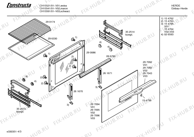 Взрыв-схема плиты (духовки) Constructa CH15521 - Схема узла 03