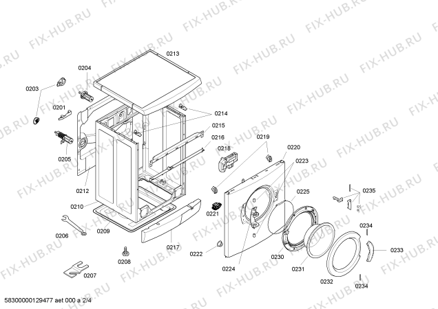 Схема №1 WFL2050UC Axxis с изображением Опорная ножка для стиралки Bosch 00170953