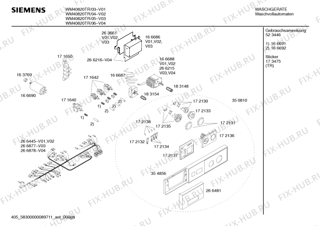 Схема №1 WMV1620TR с изображением Кабель для стиральной машины Siemens 00266878