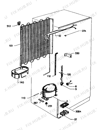 Взрыв-схема холодильника Zoppas P18/8E - Схема узла Freezer cooling system