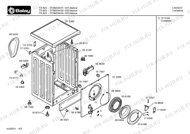 Схема №2 3TS823A TS823 с изображением Панель управления для стиралки Bosch 00356191