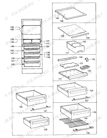 Взрыв-схема холодильника Electrolux ER3313B - Схема узла Internal parts