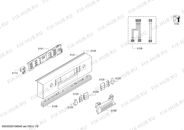Схема №1 SPI58M05EU с изображением Передняя панель для посудомойки Bosch 00706406