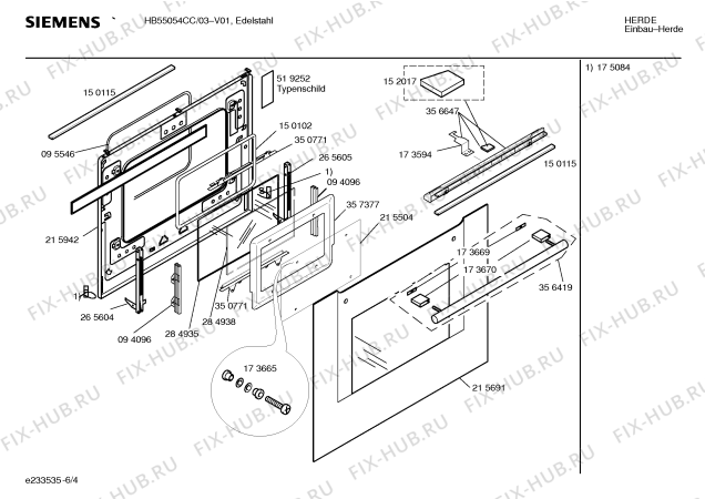 Схема №2 HB55054CC с изображением Инструкция по эксплуатации для электропечи Siemens 00527795