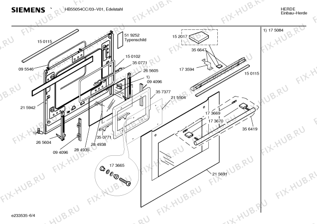 Схема №2 HB55054CC с изображением Инструкция по эксплуатации для плиты (духовки) Siemens 00590582