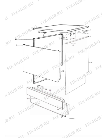 Взрыв-схема посудомоечной машины Zanker ZANKER4610 - Схема узла W10 Front  G