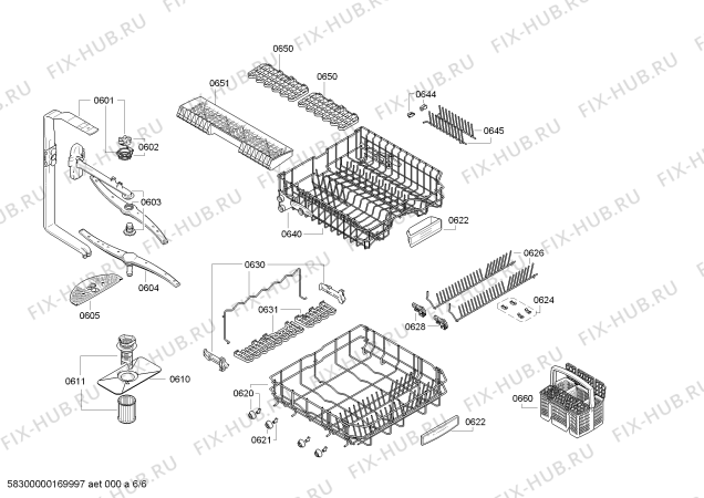 Взрыв-схема посудомоечной машины Bosch SMI63M56EU, SuperSilence - Схема узла 06
