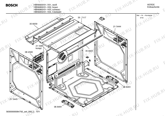 Взрыв-схема плиты (духовки) Bosch HBN6860 - Схема узла 04