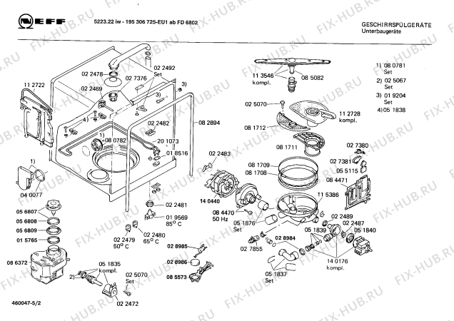 Схема №2 195306725 5223.22IW с изображением Панель для электропосудомоечной машины Bosch 00117368