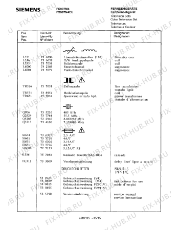 Схема №1 FS997N4EU с изображением Сервисная инструкция для телевизора Siemens 00535390