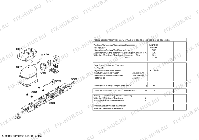 Взрыв-схема холодильника Siemens KG46NA01 - Схема узла 04