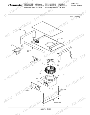Схема №1 RDDS30VQB с изображением Крышка для плиты (духовки) Bosch 00485753