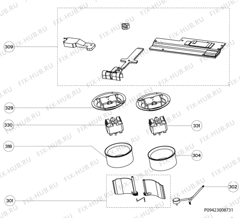 Взрыв-схема вытяжки Electrolux EFT60022W - Схема узла Section 3