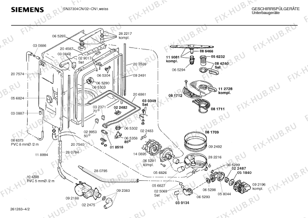 Взрыв-схема посудомоечной машины Siemens SN37304CN - Схема узла 02