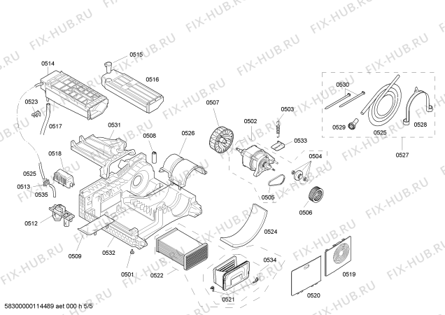 Взрыв-схема сушильной машины Bosch WTS84570NL - Схема узла 05