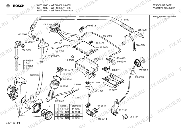 Схема №1 WFF1600II WFF1600 с изображением Панель управления для стиральной машины Bosch 00299029