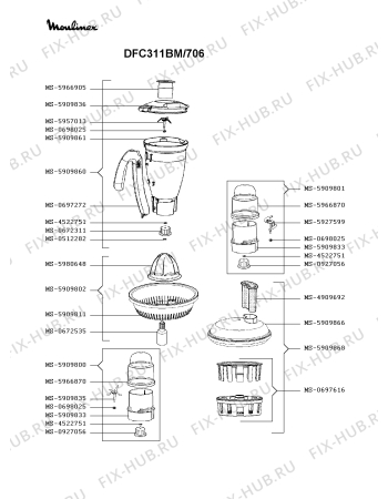 Взрыв-схема кухонного комбайна Moulinex DFC311BM/706 - Схема узла 9P003726.9P2