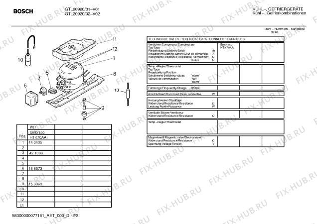 Взрыв-схема холодильника Bosch GTL20920 - Схема узла 02