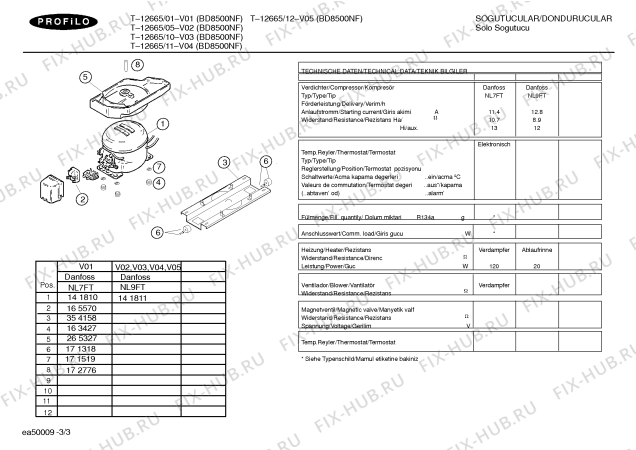 Взрыв-схема холодильника Profilo T-12665 - Схема узла 03