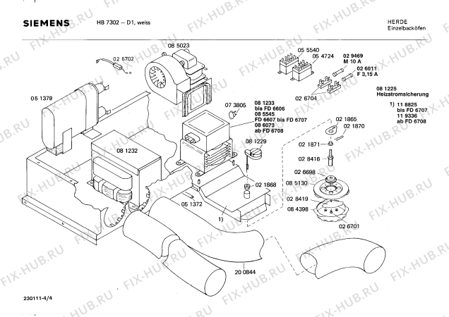 Схема №1 HB7302 с изображением Панель для электропечи Siemens 00116916
