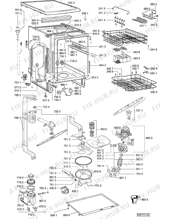 Взрыв-схема посудомоечной машины Whirlpool ADP 4669 - Схема узла