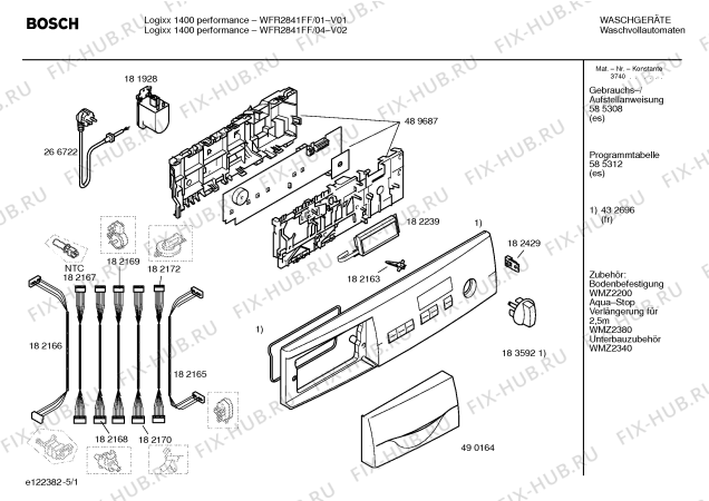 Схема №1 WFR2841FF Logixx 1400 performance 6kg с изображением Ручка для стиралки Bosch 00490164