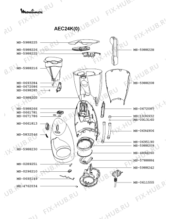 Взрыв-схема кофеварки (кофемашины) Moulinex AEC24K(0) - Схема узла ZP001609.1P2