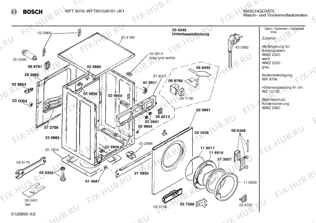 Взрыв-схема стиральной машины Bosch WFT6010JK WFT6010 - Схема узла 02