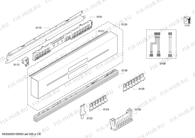 Схема №1 SN56M680SK с изображением Модуль управления для посудомойки Siemens 00703283