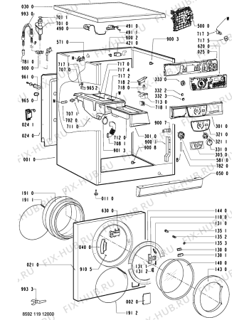 Схема №1 AWO 6230 с изображением Обшивка для стиральной машины Whirlpool 481245215372
