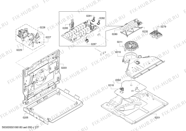 Взрыв-схема плиты (духовки) Bosch HCA754820 - Схема узла 02